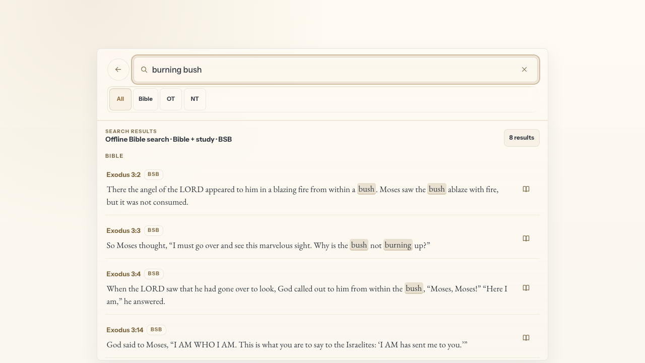 readerbible natural search results for burning bush